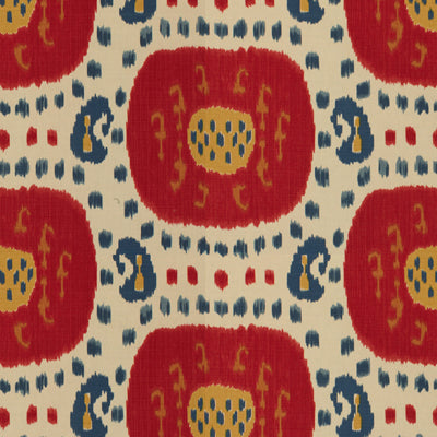 Samarkand Cotton And Linen Print fabric in pompeian red/oxford blue color - pattern BR-71110.147.0 - by Brunschwig & Fils in the Les Alizes collection