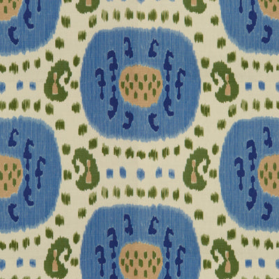 Samarkand Cotton And Linen Print fabric in canton blue/green color - pattern BR-71110.221.0 - by Brunschwig &amp; Fils in the Les Alizes collection