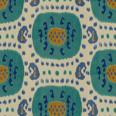 Samarkand Cotton And Linen Print fabric in aqua/blue color - pattern BR-71110.248.0 - by Brunschwig &amp; Fils in the Les Alizes collection