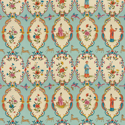 Geisha fabric in sky/rose color - pattern BR-71615.207.0 - by Brunschwig &amp; Fils