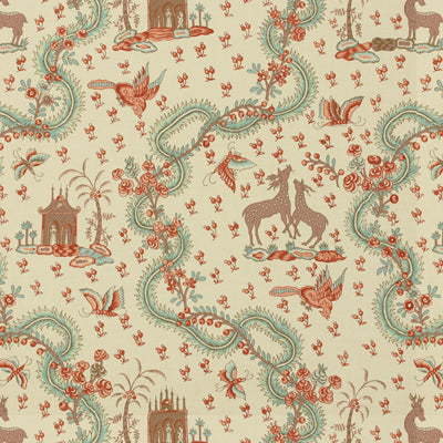 Pondichery fabric in turquoise color - pattern BR-71621.02.0 - by Brunschwig & Fils