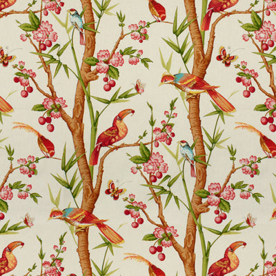 Toucans fabric in pink/orange color - pattern BR-71622.107.0 - by Brunschwig & Fils