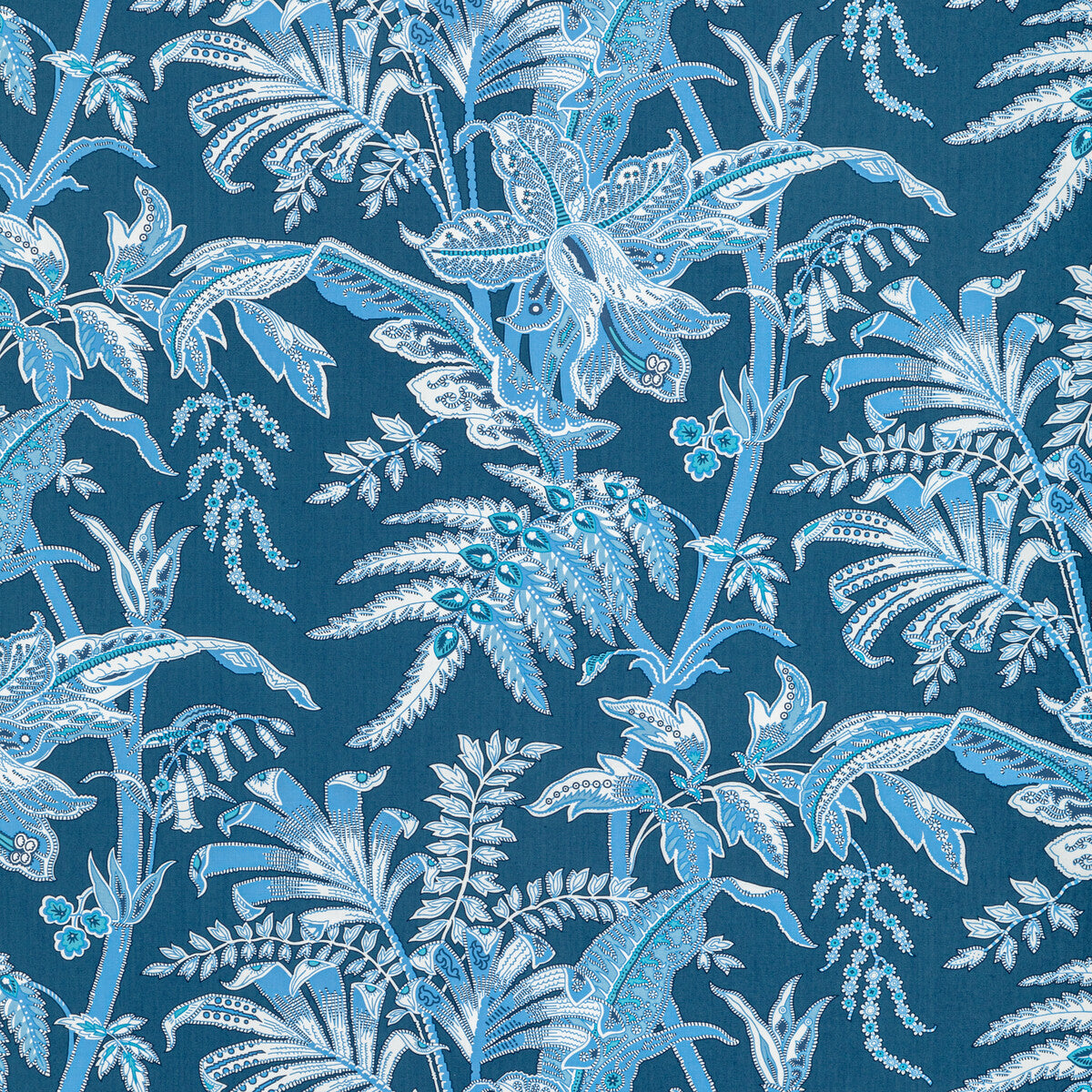 Seychelles Cotton Print fabric in navy color - pattern BR-79121.550.0 - by Brunschwig & Fils in the Manoir collection
