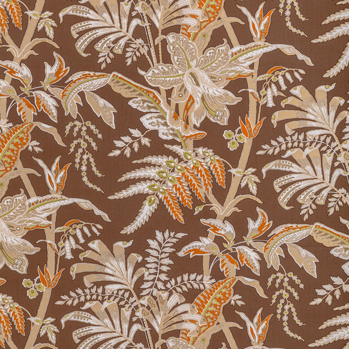Seychelles Cotton Print fabric in mocha color - pattern BR-79121.630.0 - by Brunschwig & Fils in the Manoir collection