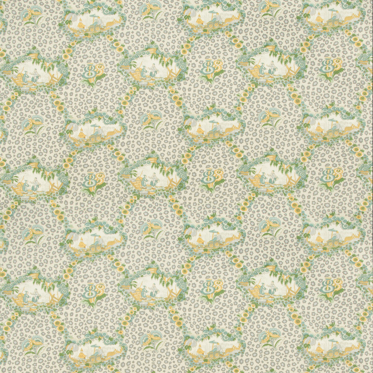 Chinese Leopard Toile fabric in mist color - pattern BR-79227.113.0 - by Brunschwig & Fils in the Cevennes collection