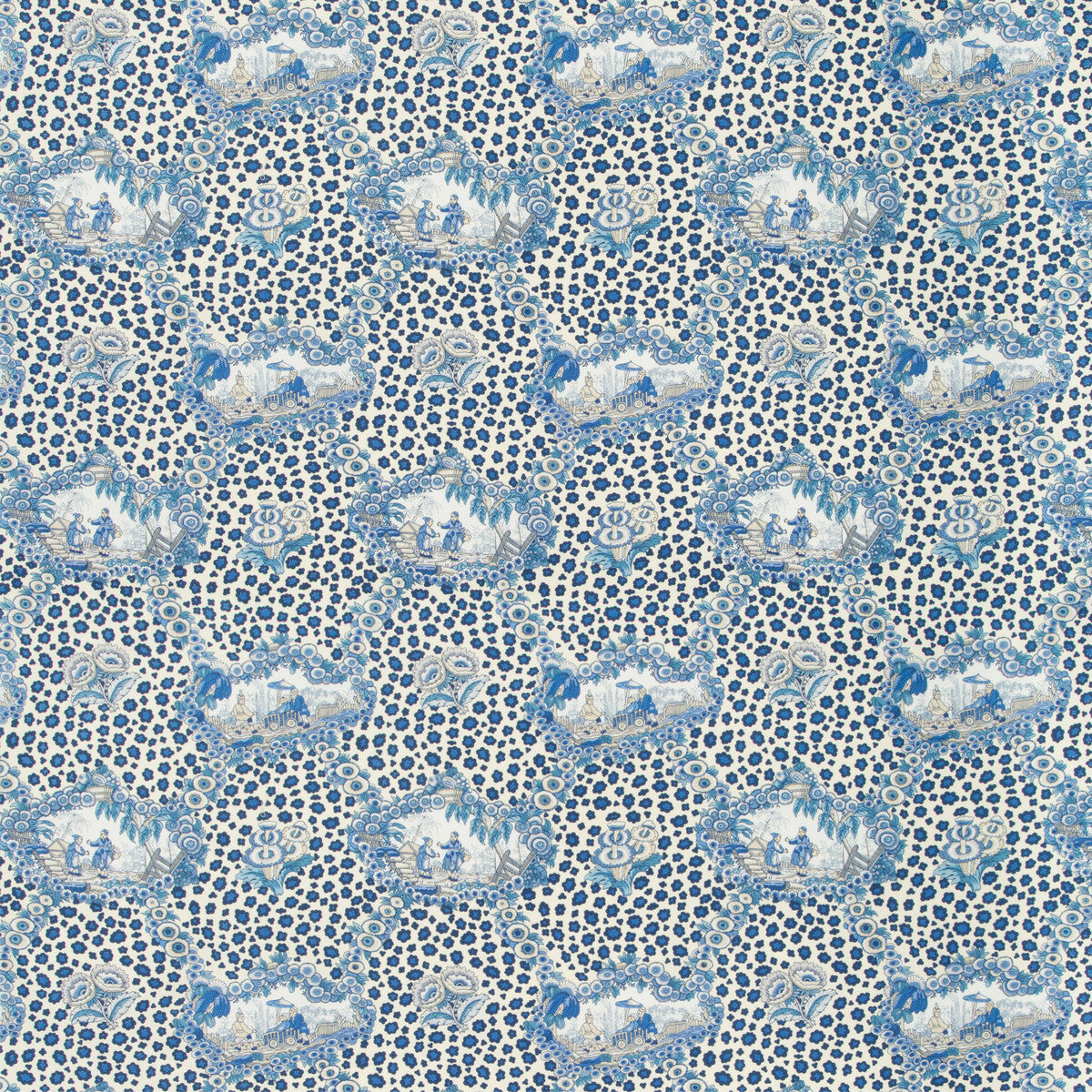 Chinese Leopard Toile fabric in porcelain color - pattern BR-79227.5.0 - by Brunschwig & Fils in the Cevennes collection