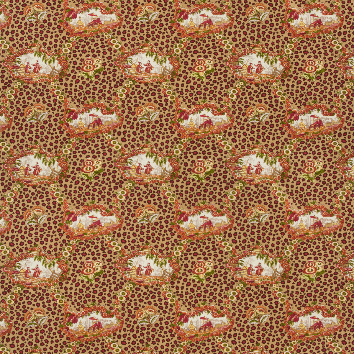 Chinese Leopard Toile fabric in autumn color - pattern BR-79227.924.0 - by Brunschwig & Fils in the Cevennes collection