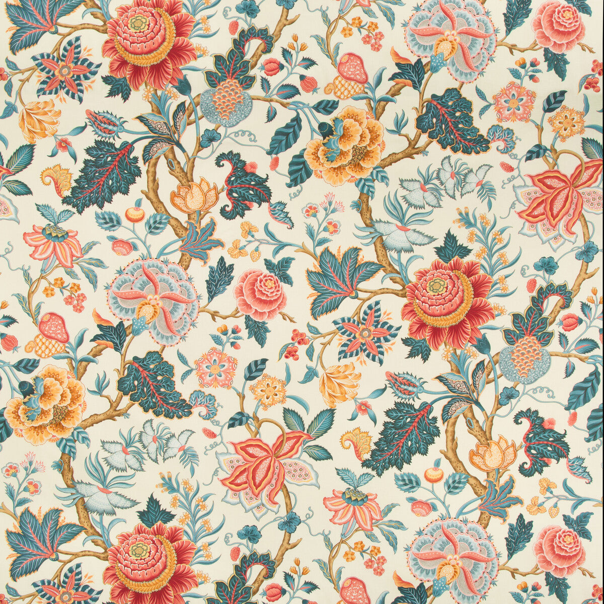 Nizam Cotton Print fabric in red/blue color - pattern BR-79329.195.0 - by Brunschwig & Fils in the Cevennes collection
