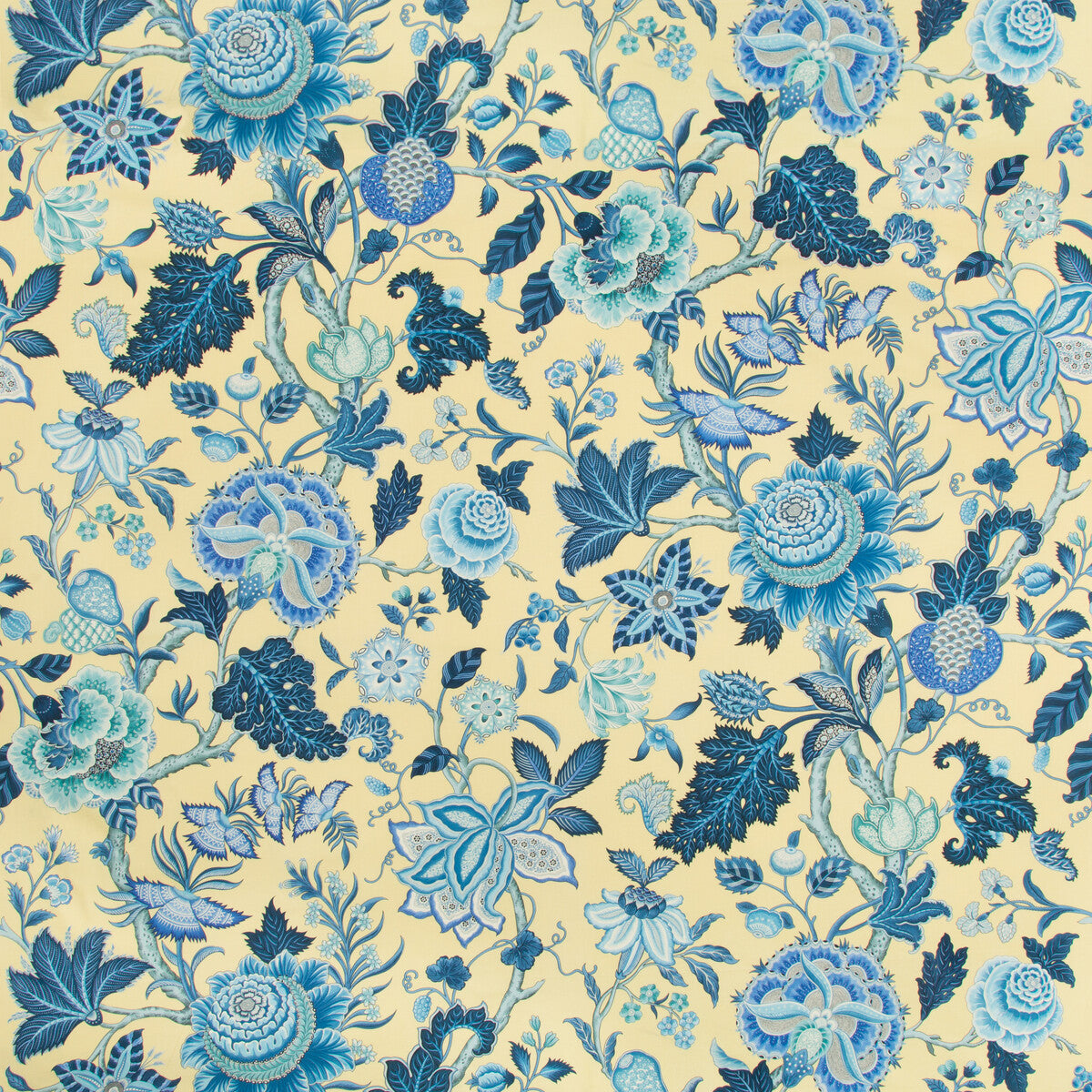 Nizam Cotton Print fabric in canary color - pattern BR-79329.40.0 - by Brunschwig & Fils in the Cevennes collection
