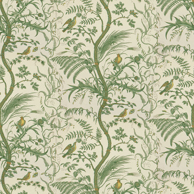 Bird And Thistle Cotton Print fabric in green color - pattern BR-79431.435.0 - by Brunschwig &amp; Fils