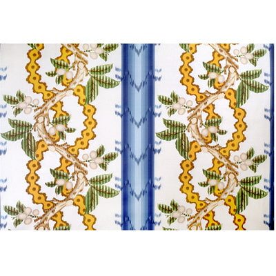 Josselin Cotton And Linen Print fabric in lagoon and ochre color - pattern BR-79510.247.0 - by Brunschwig & Fils