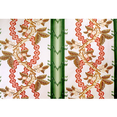 Josselin Cotton And Linen Print fabric in cypress and coral color - pattern BR-79510.449.0 - by Brunschwig & Fils