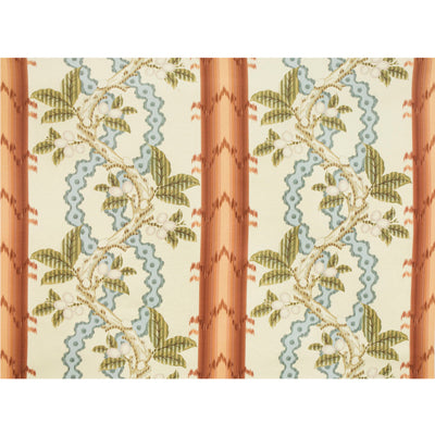 Josselin Cotton And Linen Print fabric in rust and blue color - pattern BR-79510.677.0 - by Brunschwig & Fils