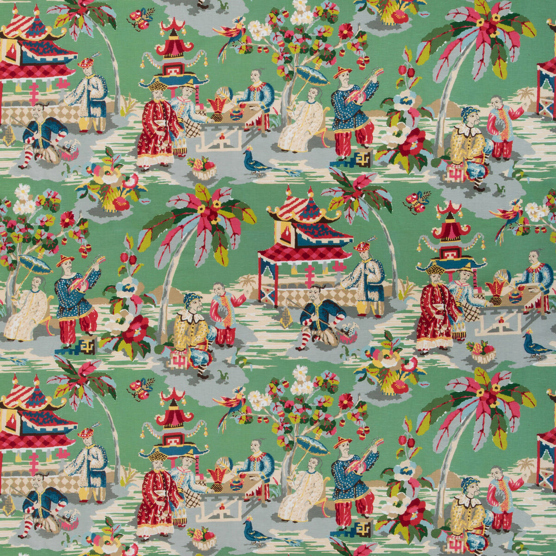 Xian Linen &amp; Cotton Print fabric in jade color - pattern BR-79601.133.0 - by Brunschwig &amp; Fils in the Baret collection