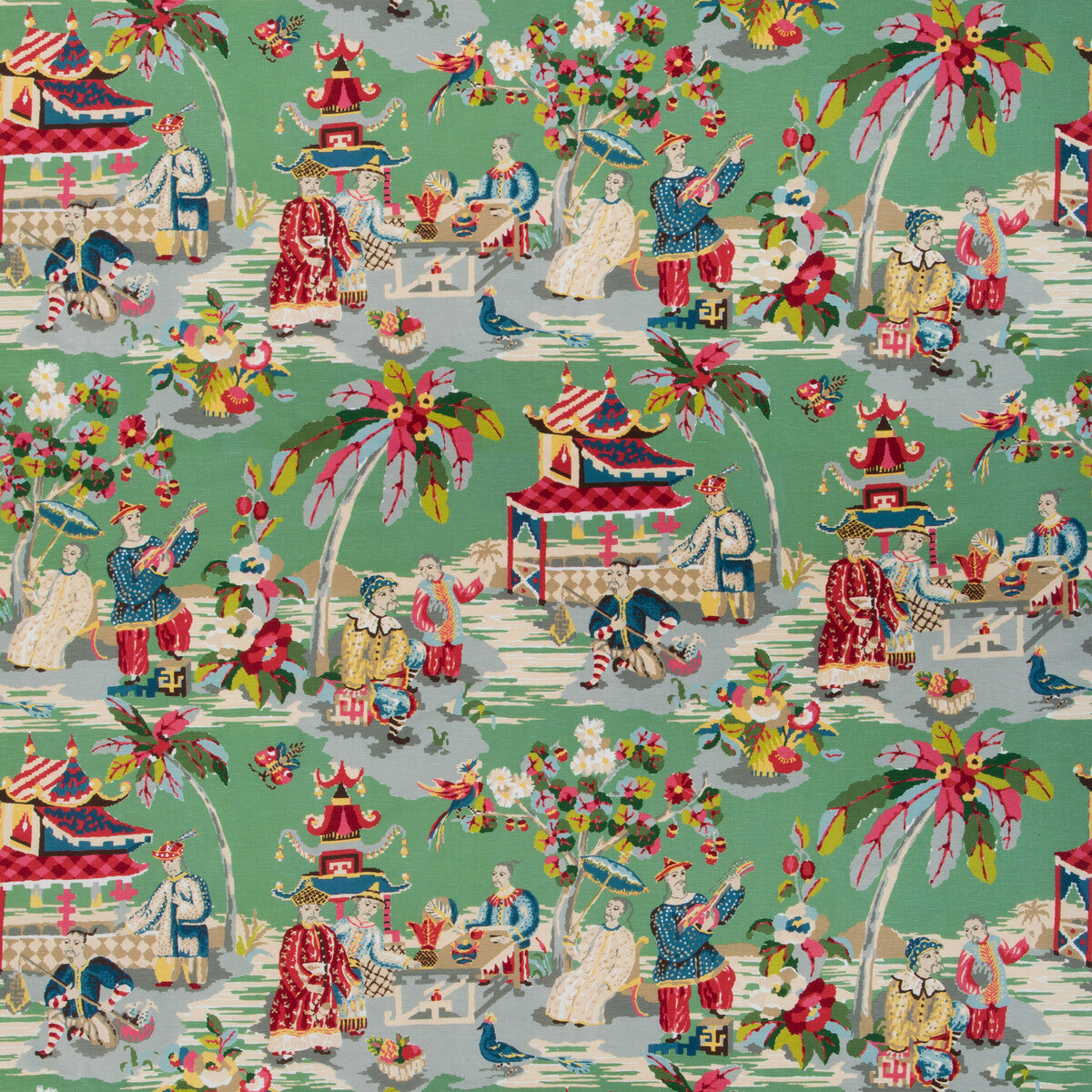 Xian Linen & Cotton Print fabric in jade color - pattern BR-79601.133.0 - by Brunschwig & Fils in the Baret collection