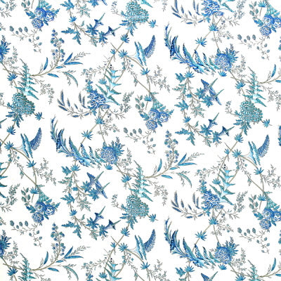 Edith S Reverie Cotton Print fabric in camaieu blue color - pattern BR-79742.203.0 - by Brunschwig &amp; Fils in the Charlotte Moss collection