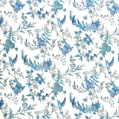 Edith S Reverie Cotton Print fabric in camaieu blue color - pattern BR-79742.203.0 - by Brunschwig & Fils in the Charlotte Moss collection