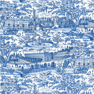 Zarafa Cotton Print fabric in blue color - pattern BR-79744.222.0 - by Brunschwig & Fils in the Charlotte Moss collection