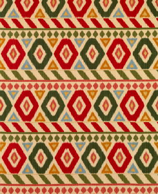 Uzbek Linen And Cotton Print fabric in poppy/green/coral color - pattern BR-79786.143.0 - by Brunschwig & Fils