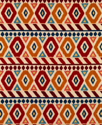 Uzbek Linen And Cotton Print fabric in red/gold/blue color - pattern BR-79786.147.0 - by Brunschwig &amp; Fils