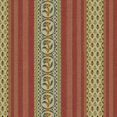 Rayure Fleurette fabric in begonia color - pattern BR-89354.129.0 - by Brunschwig &amp; Fils
