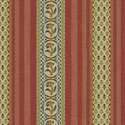 Rayure Fleurette fabric in begonia color - pattern BR-89354.129.0 - by Brunschwig & Fils
