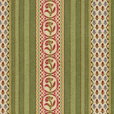 Rayure Fleurette fabric in willow color - pattern BR-89354.466.0 - by Brunschwig & Fils