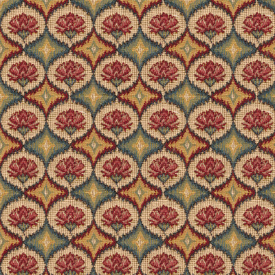 Fabienne Woven Tapestry fabric in red blue color - pattern BR-89438.M12.0 - by Brunschwig &amp; Fils