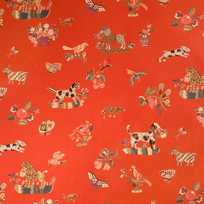Animalitos Woven Tapestry fabric in tomato color - pattern BR-89477.150.0 - by Brunschwig &amp; Fils