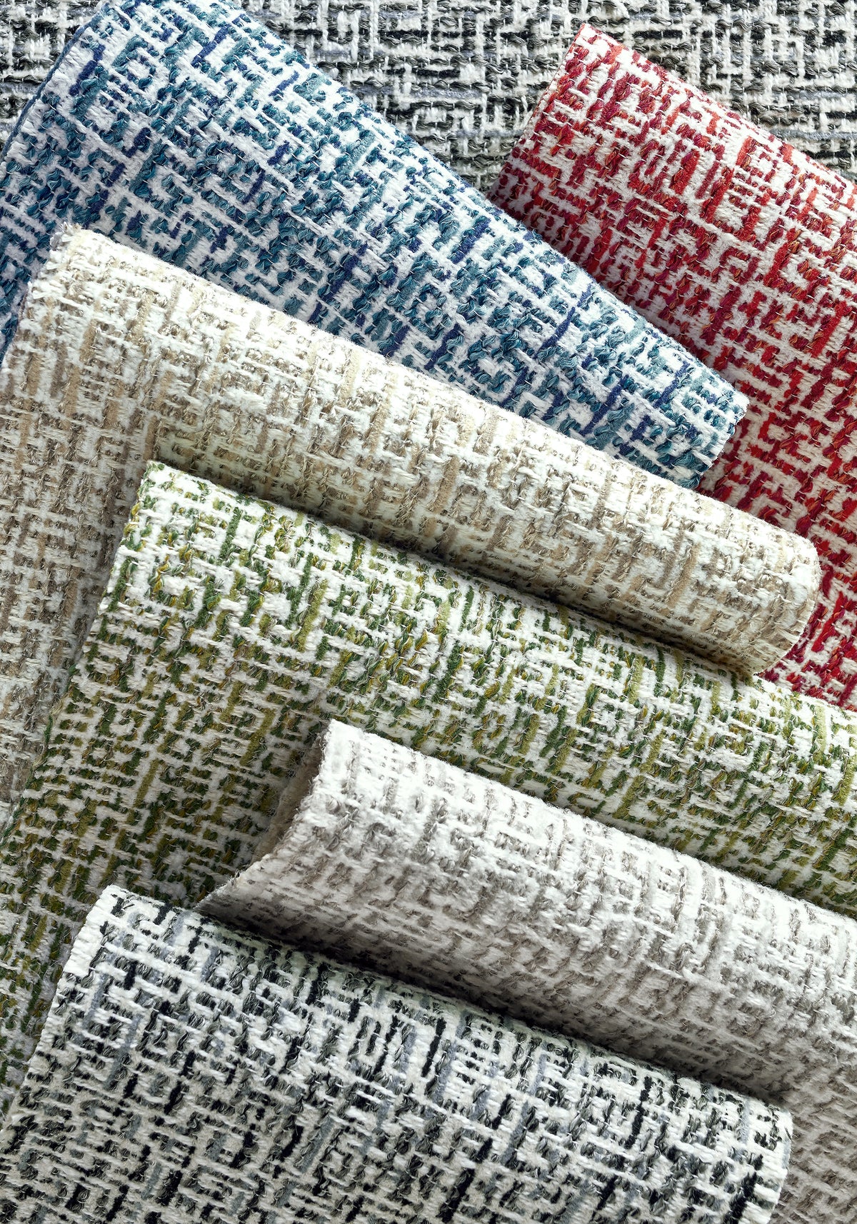 Fabric sample of Thibaut Mandela fabric in cranberry color - pattern number W74051