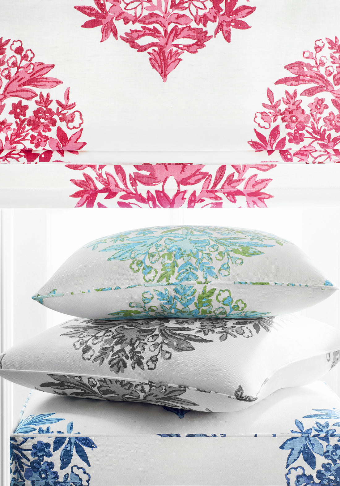 Pillow made with Thibaut Ridgefield fabric in grey color - pattern number F914324