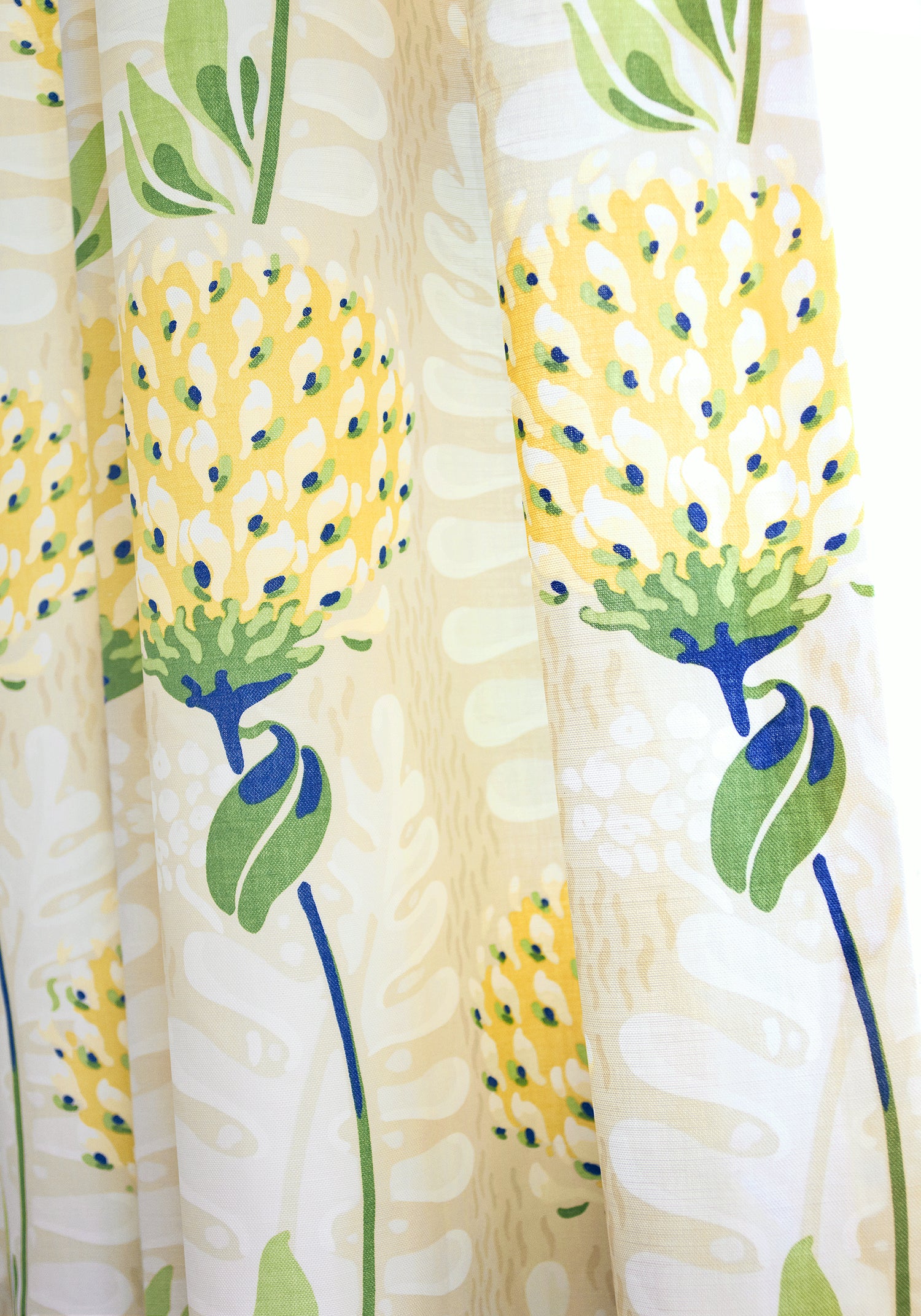 Closeup detail of Thibaut Tiverton fabric in yellow color - pattern number F910646