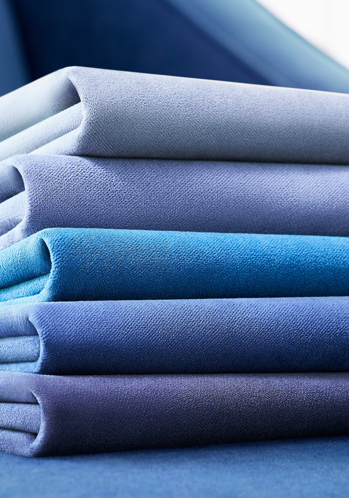 Collection of fabrics in Club Velvet sustainable woven fabric in cornflower color fabric - pattern number W7242 - by Thibaut in the Club Velvet collection