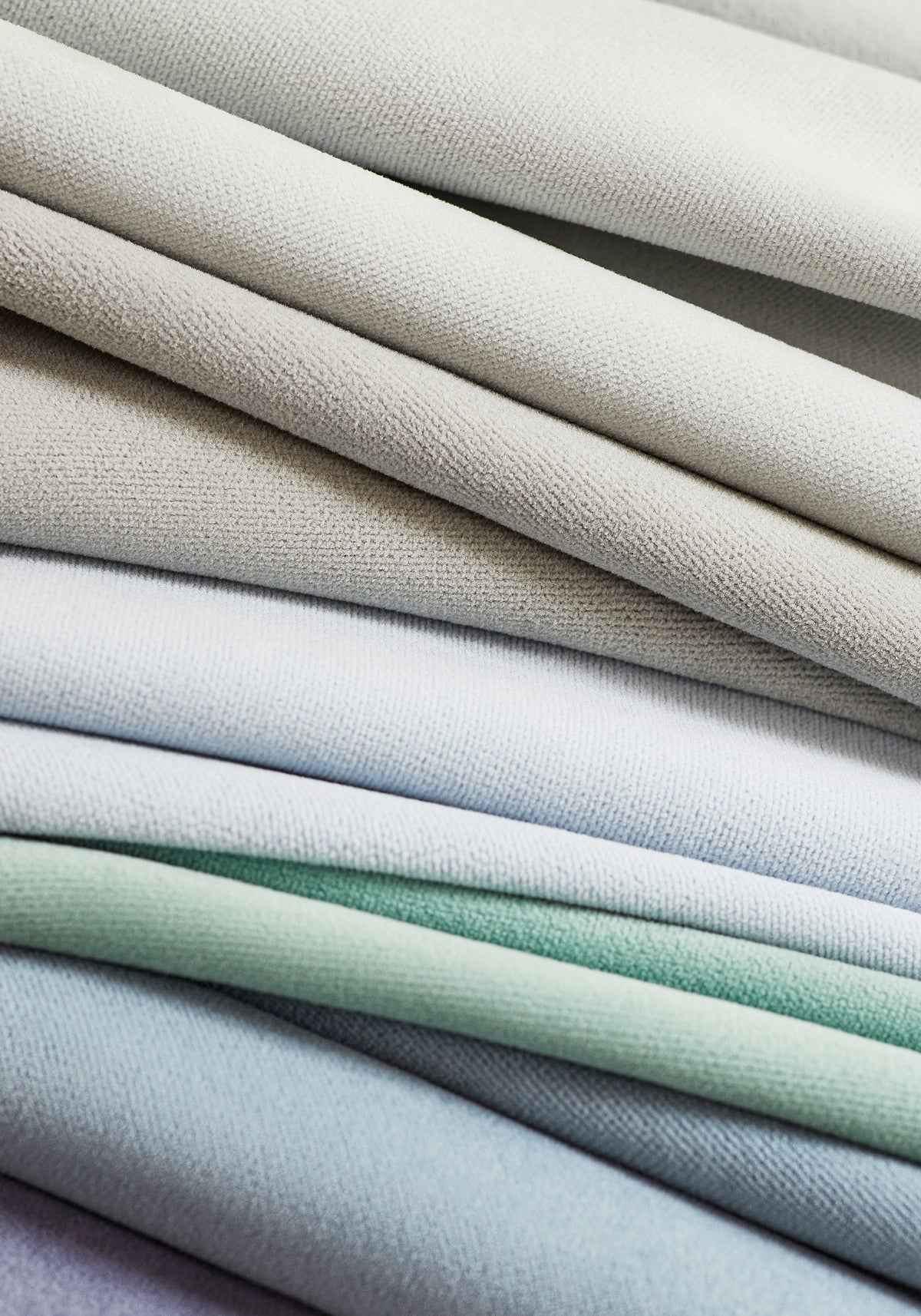 Collection of fabrics in Club Velvet sustainable woven fabric in glacier color fabric - pattern number W7245 - by Thibaut in the Club Velvet collection