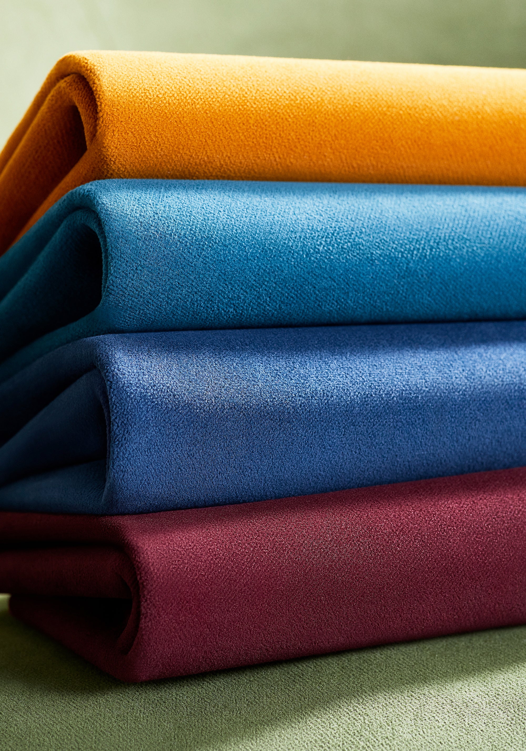 Collection of fabrics in Club Velvet sustainable woven fabric in amber color fabric - pattern number W7200 - by Thibaut in the Club Velvet collection