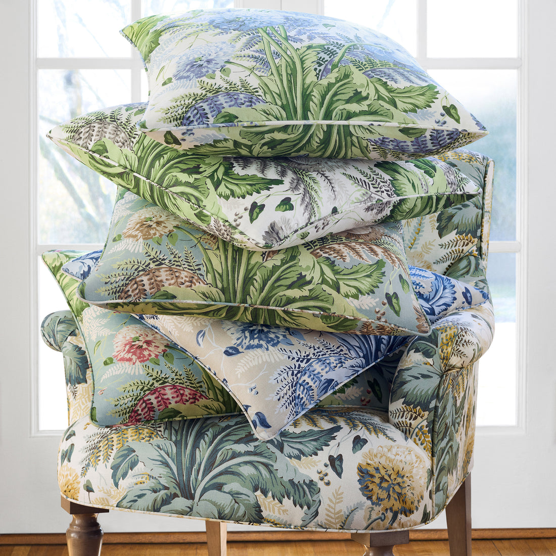 Pillows in Dahlia fabric by Anna French