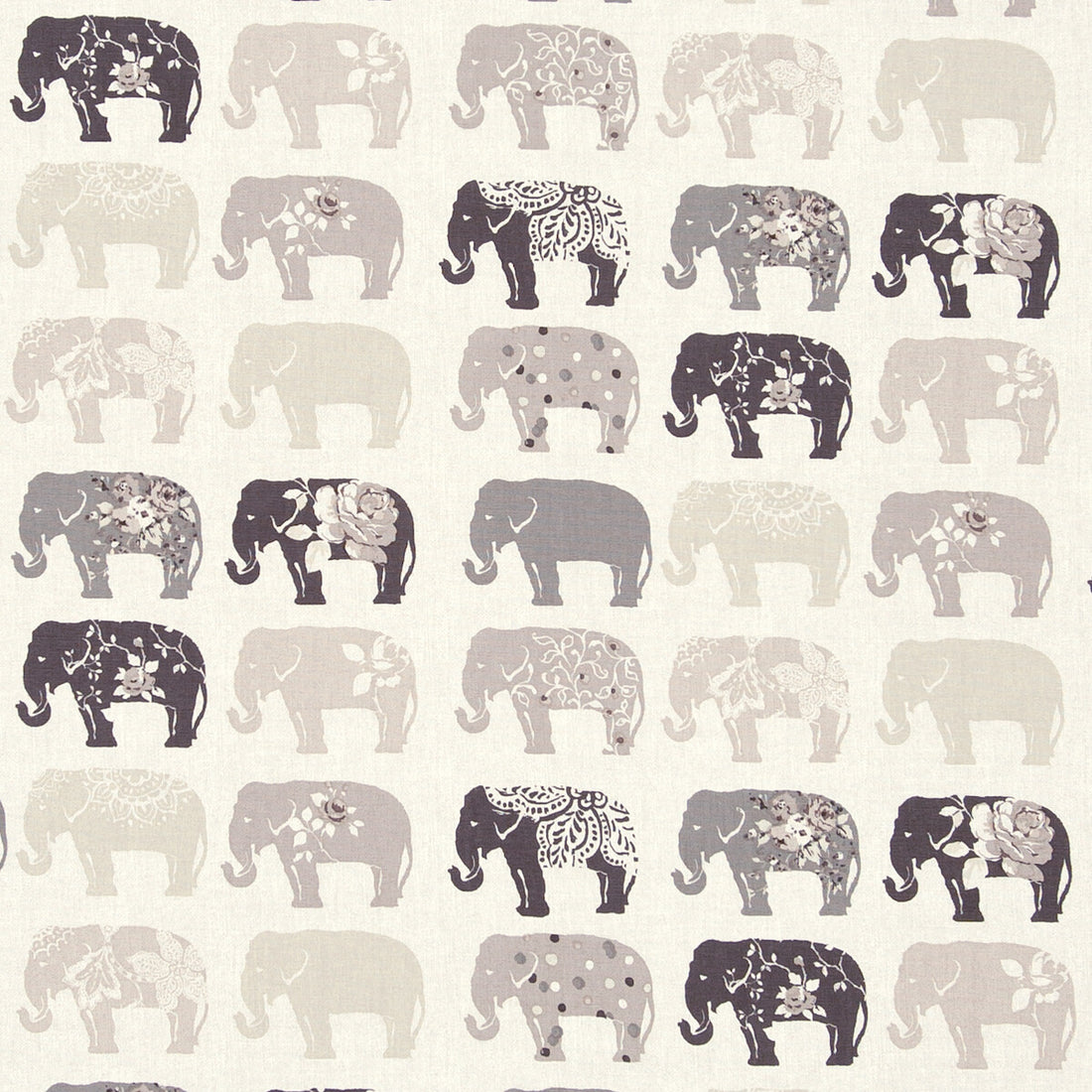 Elephants fabric in natural color - pattern F0794/01.CAC.0 - by Clarke And Clarke in the Clarke &amp; Clarke Blighty collection
