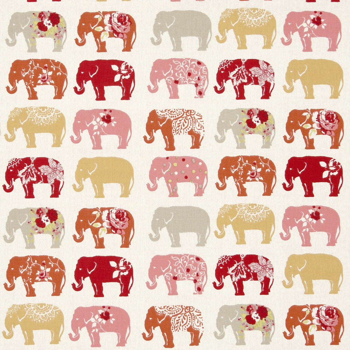 Elephants fabric in spice color - pattern F0794/02.CAC.0 - by Clarke And Clarke in the Clarke & Clarke Blighty collection