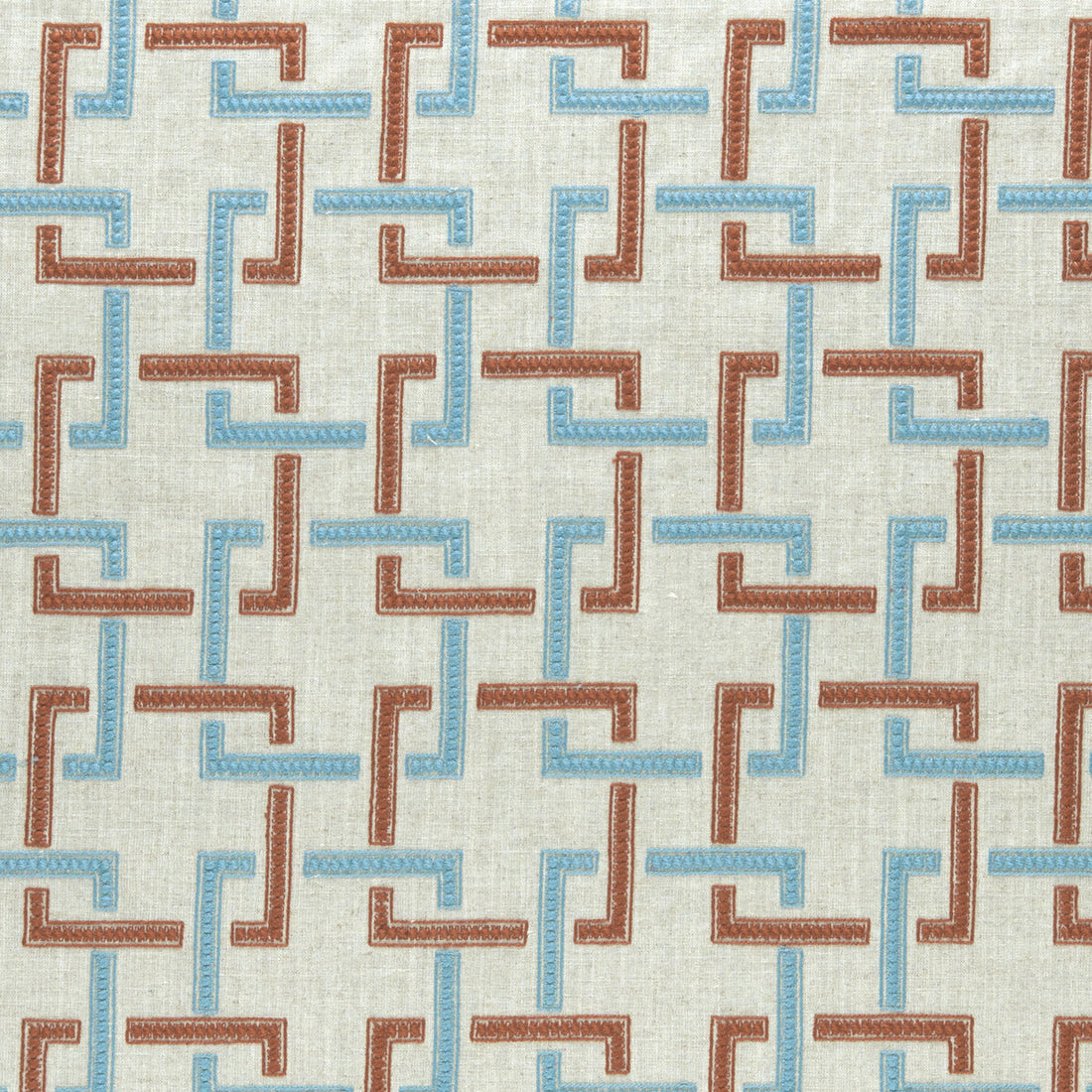 Sekai fabric in cinnabar/aqua color - pattern F0960/02.CAC.0 - by Clarke And Clarke in the Clarke &amp; Clarke Amara collection