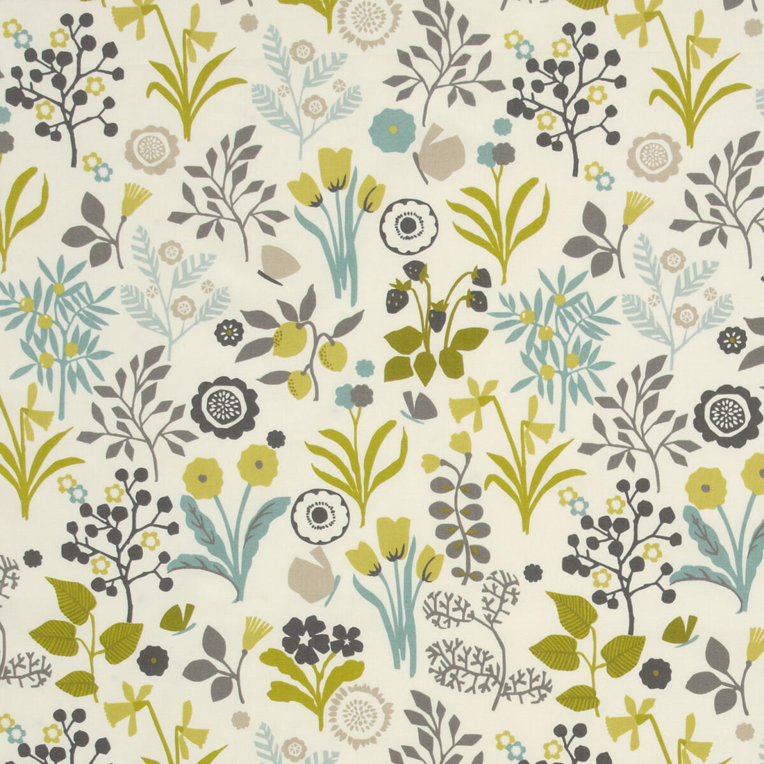 Frida fabric in charteuse/charcoal color - pattern F0991/01.CAC.0 - by Clarke And Clarke in the Wilderness By Studio G For C&amp;C collection