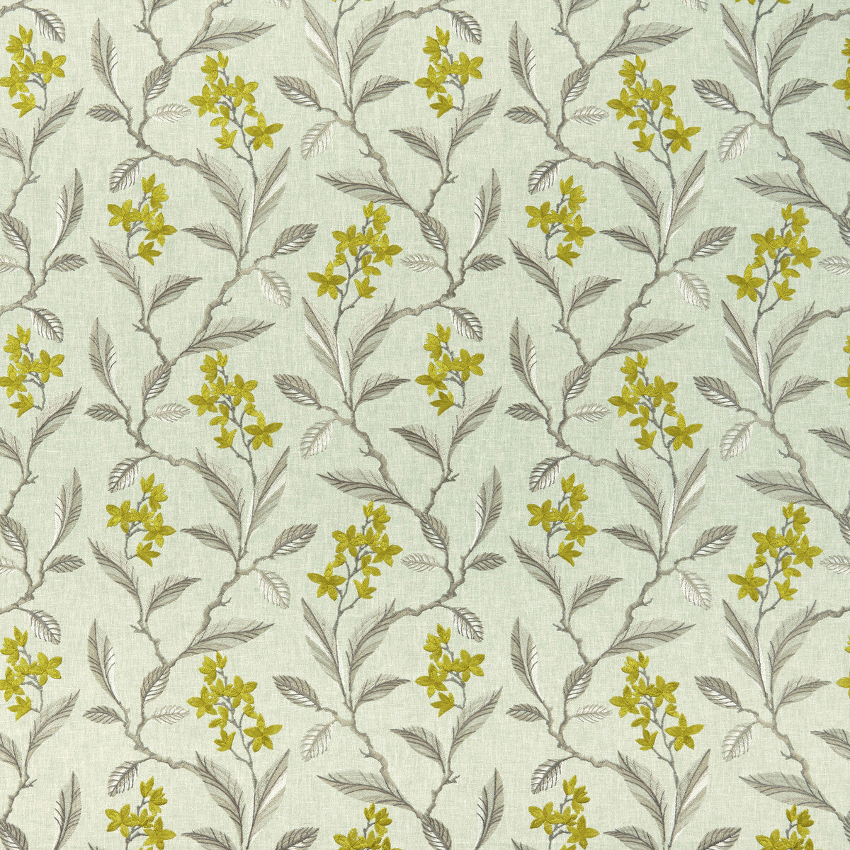Melrose fabric in chartreuse color - pattern F1008/01.CAC.0 - by Clarke And Clarke in the Clarke & Clarke Halcyon collection
