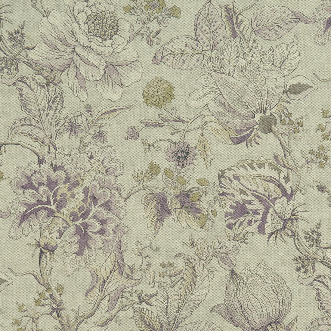 Sissinghurst fabric in heather/olive color - pattern F1048/04.CAC.0 - by Clarke And Clarke in the Clarke &amp; Clarke Castle Garden collection