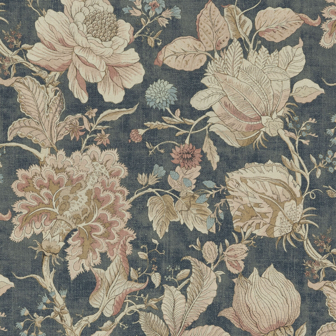 Sissinghurst fabric in midnight/spice color - pattern F1048/05.CAC.0 - by Clarke And Clarke in the Clarke &amp; Clarke Castle Garden collection