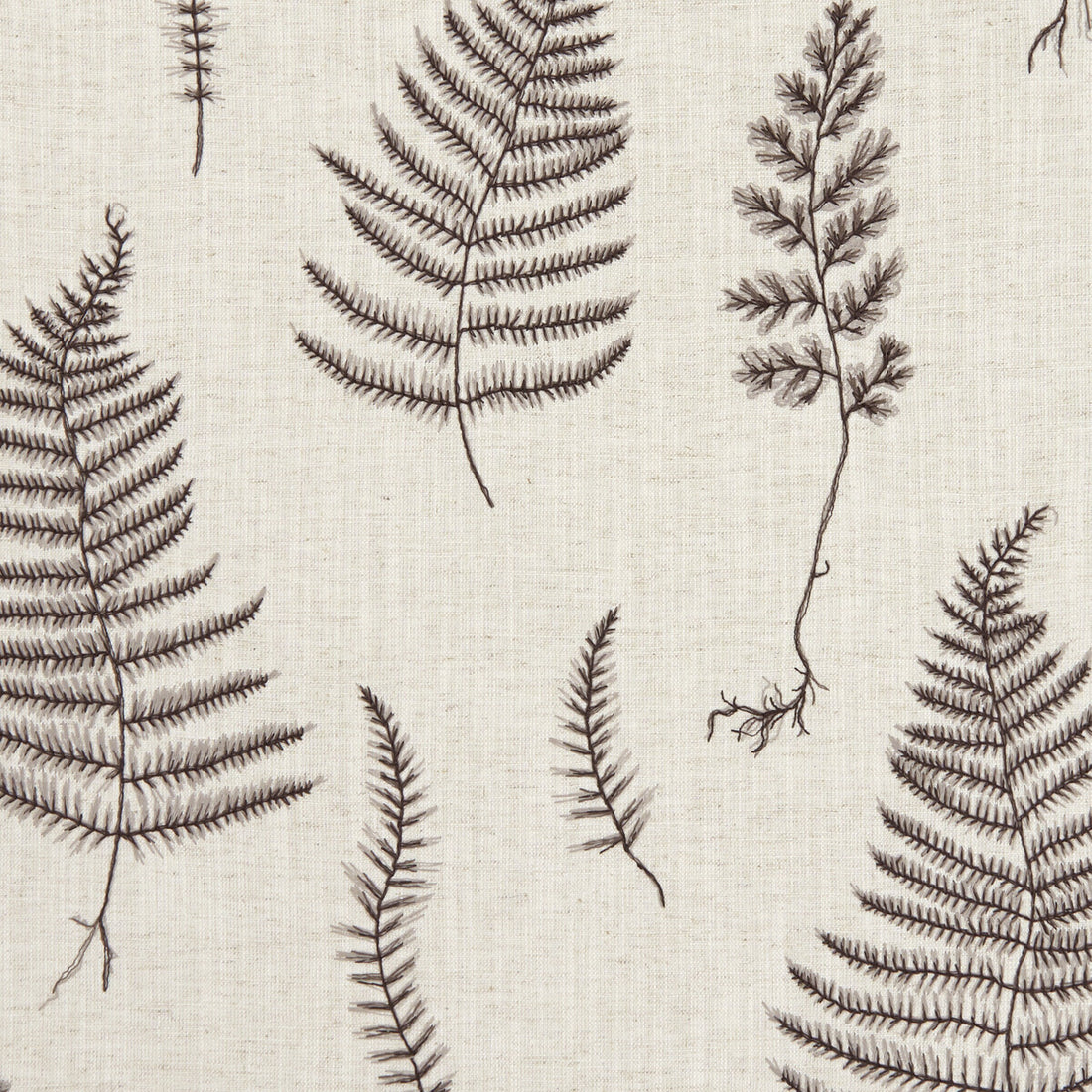 Lorelle fabric in charcoal/linen color - pattern F1092/01.CAC.0 - by Clarke And Clarke in the Clarke &amp; Clarke Botanica collection