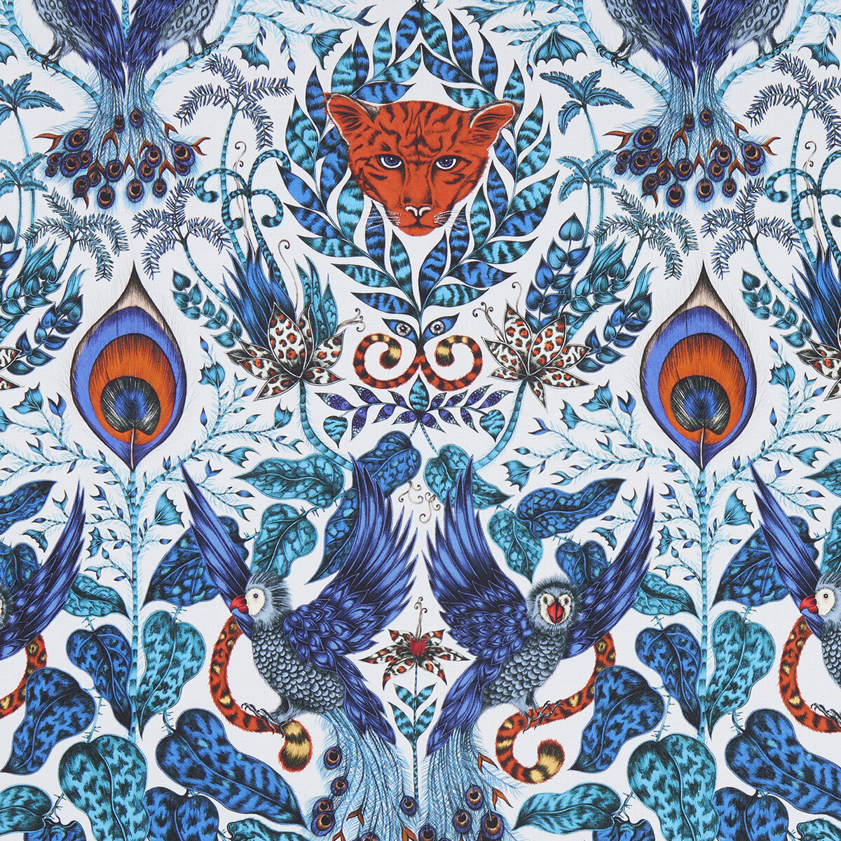 Amazon fabric in blue color - pattern F1107/01.CAC.0 - by Clarke And Clarke in the Animalia By Emma J Shipley For C&C collection