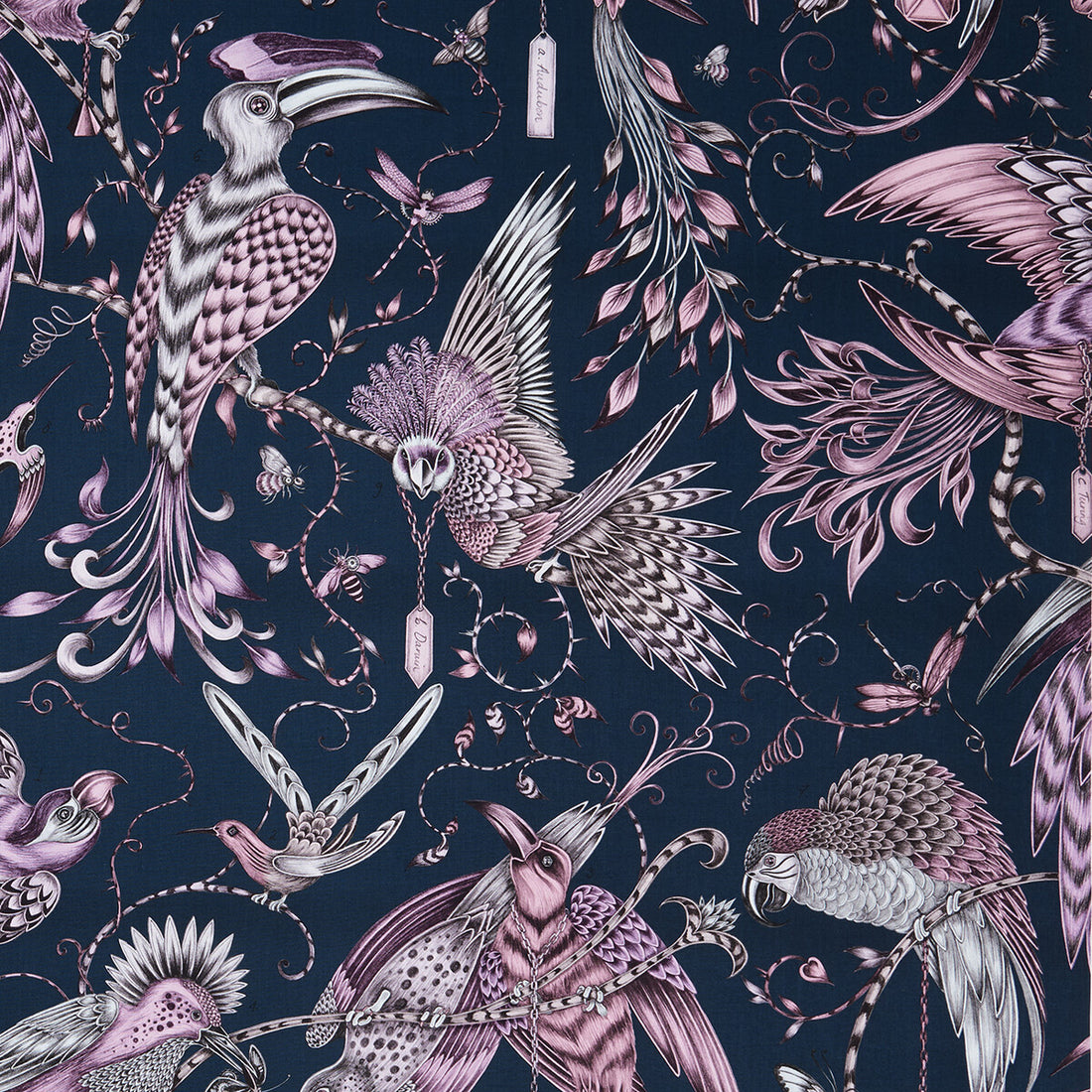 Audubon fabric in pink color - pattern F1108/04.CAC.0 - by Clarke And Clarke in the Animalia By Emma J Shipley For C&amp;C collection