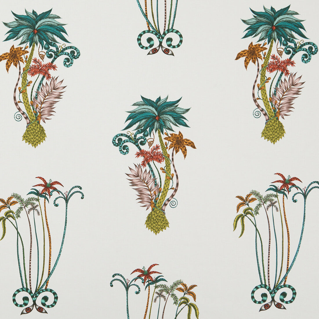 Jungle Palms fabric in jungle color - pattern F1110/02.CAC.0 - by Clarke And Clarke in the Animalia By Emma J Shipley For C&amp;C collection