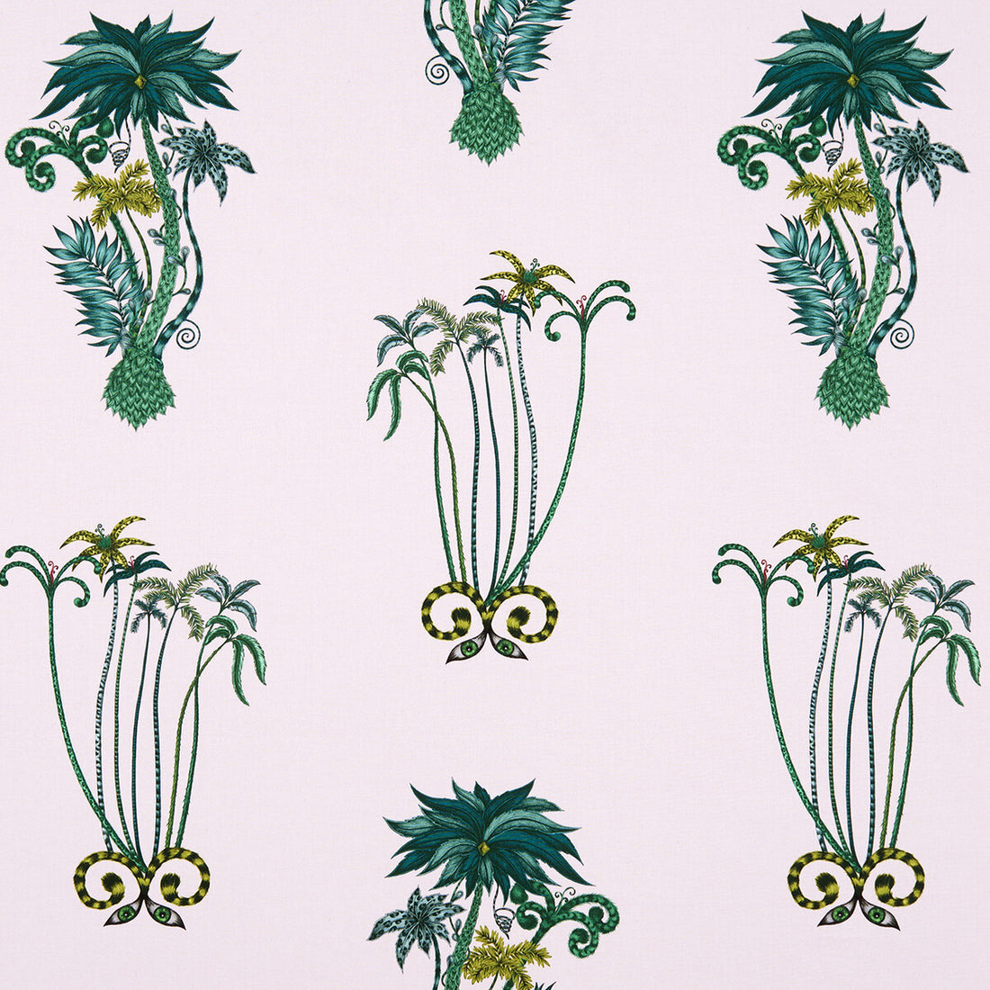 Jungle Palms fabric in pink color - pattern F1110/04.CAC.0 - by Clarke And Clarke in the Animalia By Emma J Shipley For C&amp;C collection