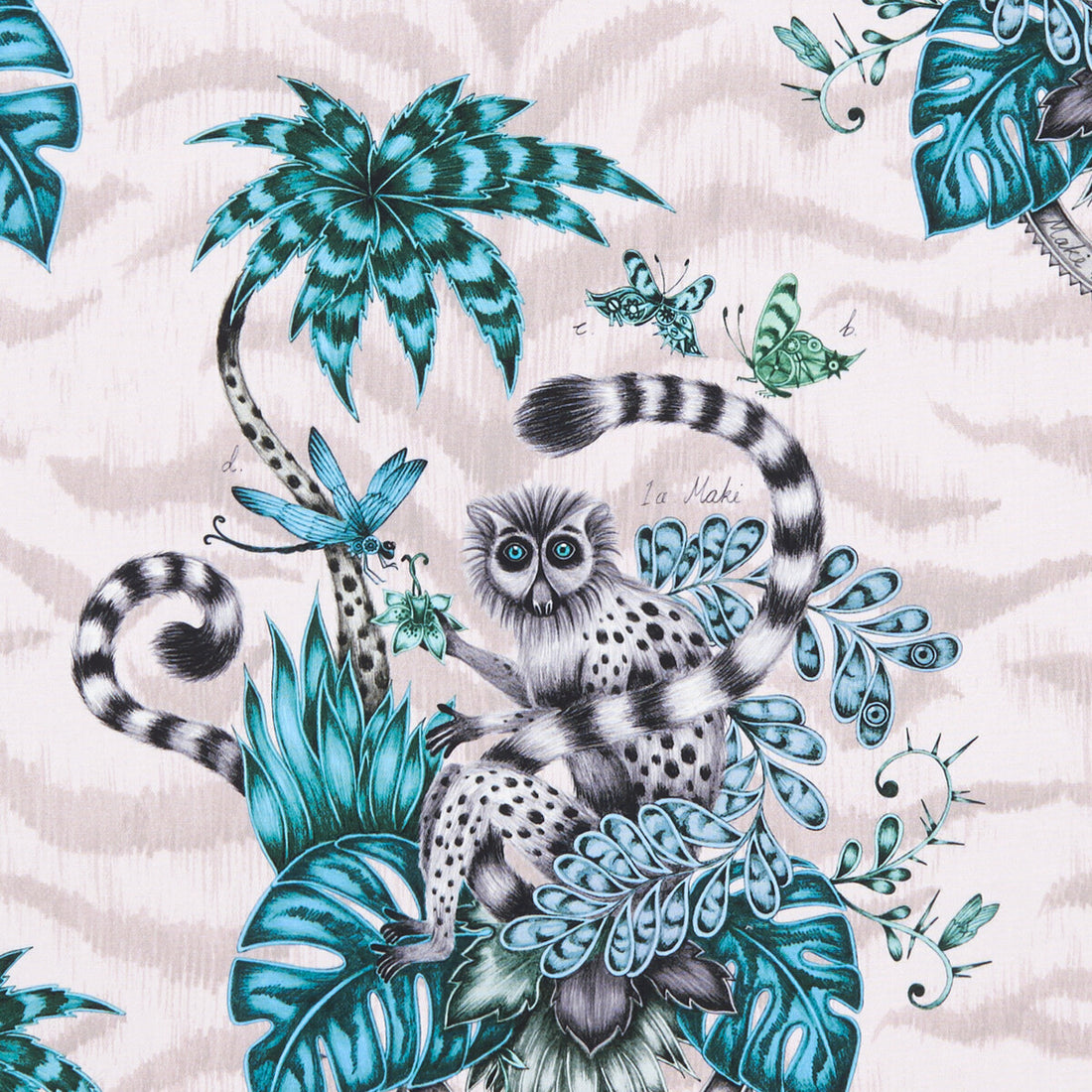 Lemur fabric in pink color - pattern F1112/04.CAC.0 - by Clarke And Clarke in the Animalia By Emma J Shipley For C&amp;C collection