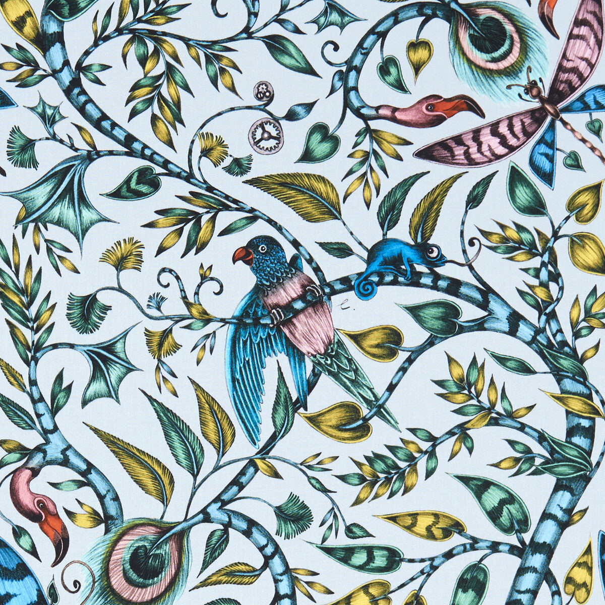 Rousseau fabric in eggshell color - pattern F1113/02.CAC.0 - by Clarke And Clarke in the Animalia By Emma J Shipley For C&C collection